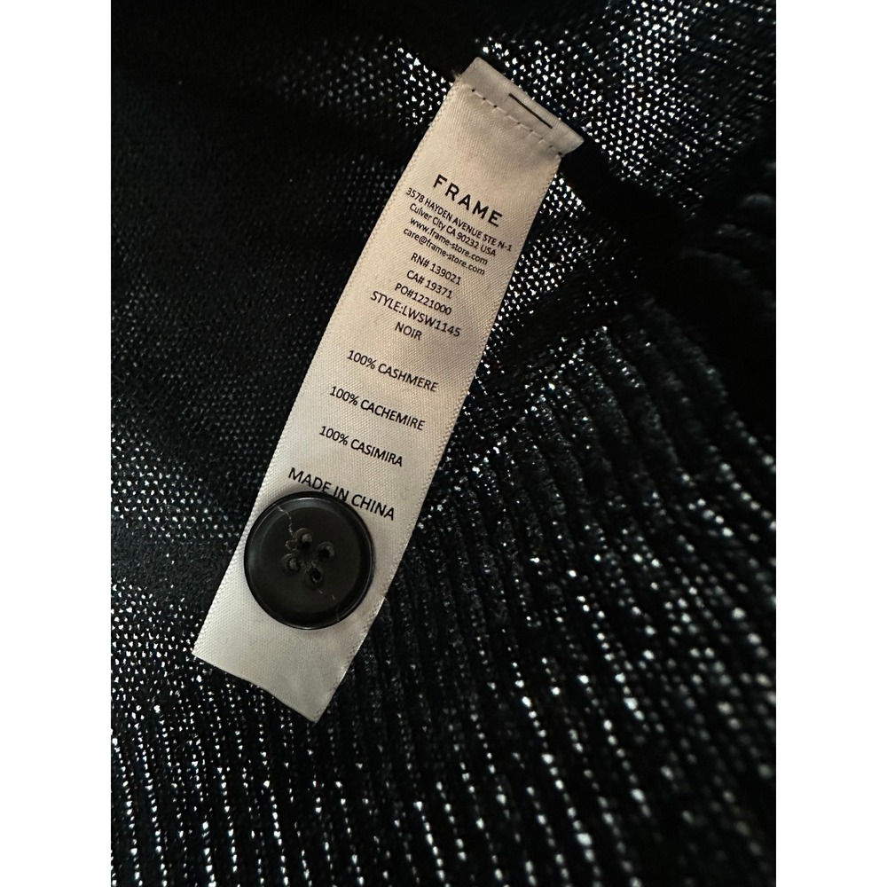 FRAME 100% Cashmere Linked Cardigan Sweater Long Sleeve Button Black Size Large - Picture 7 of 16